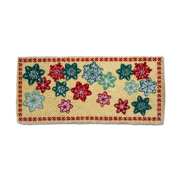 Sugar Cookie Christmas Holiday Rectangle Indoor Outdoor Coir Door Welcome Mat Multicolor On Beige Background