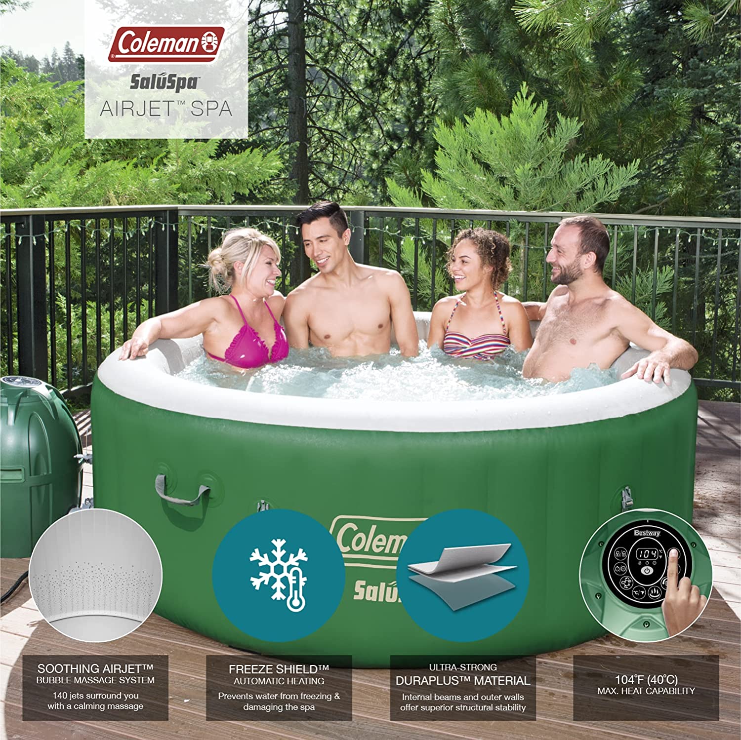 Coleman SaluSpa Tahiti Inflatable Hot Tub Spa, 2-4 Person AirJet Spa