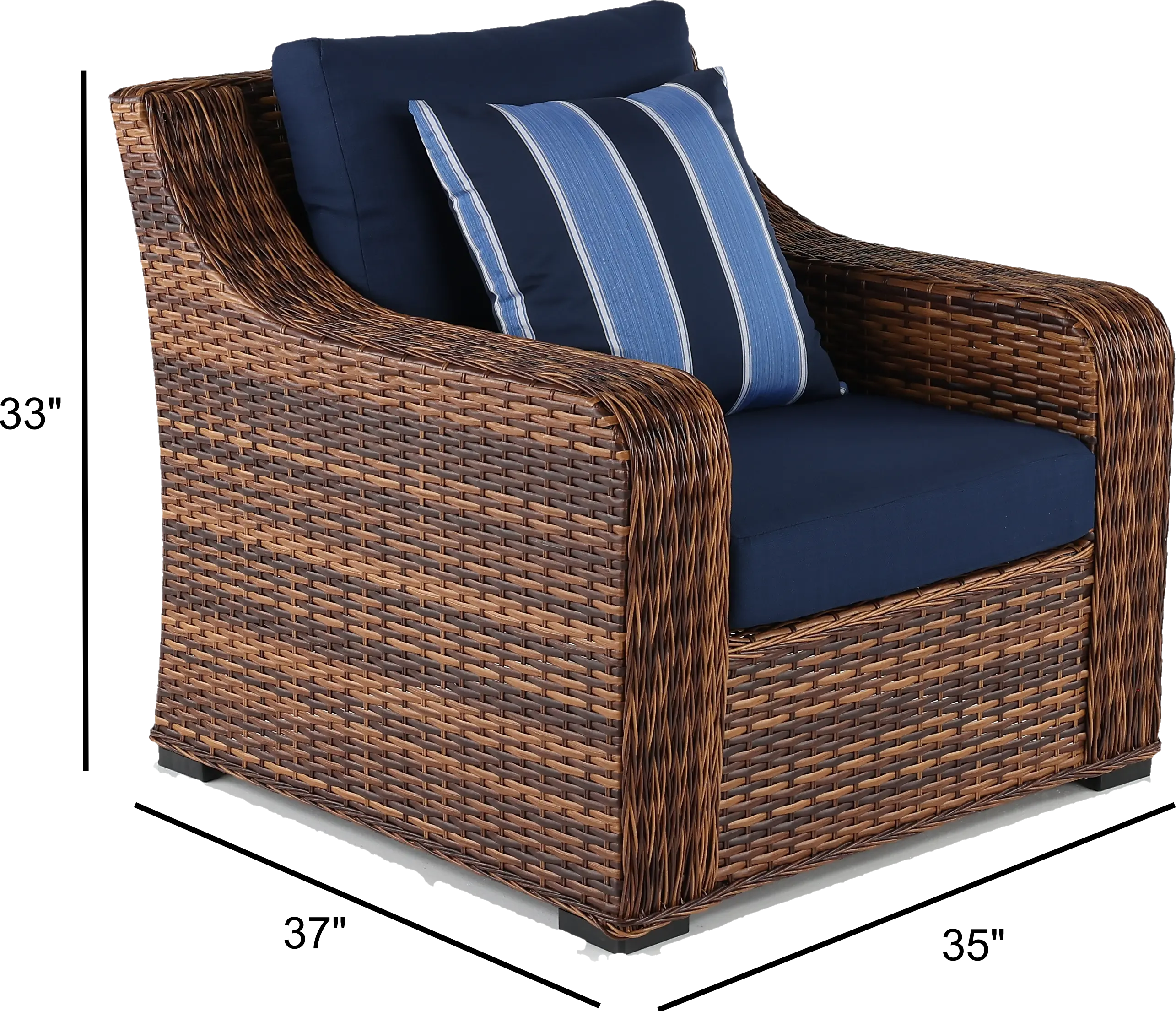 Tortola Wicker and Navy Outdoor Patio Chair