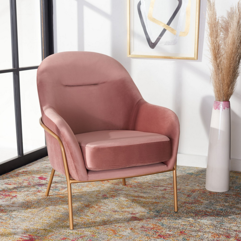 Liza Accent Chair Dusty Rose Velvet   Midcentury   Accent Chests And Cabinets   by AED Luxury Home Decor  Houzz