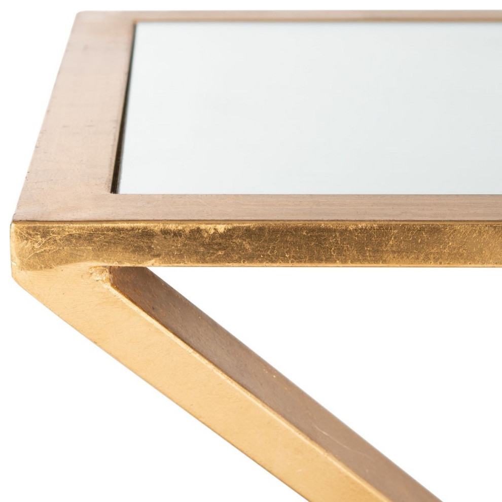 Rea Mirror Top Gold Accent Table   Contemporary   Side Tables And End Tables   by Rustic Home Furniture Deco  Houzz