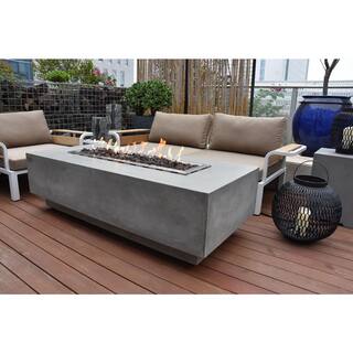 ENVELOR:Envelor Elementi Granville 28 in. x 17 in. Rectangular Concrete Propane Fire Pit Table with Burner and Lava Rock ENV-OFG121-LP