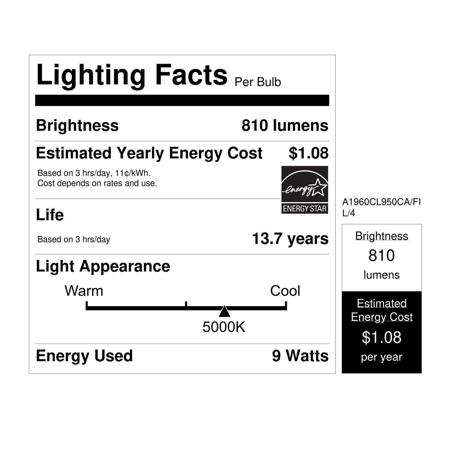 Feit Enhance A19 E26 (Medium) Filament LED Bulb Daylight 60 Watt Equivalence 4 pk