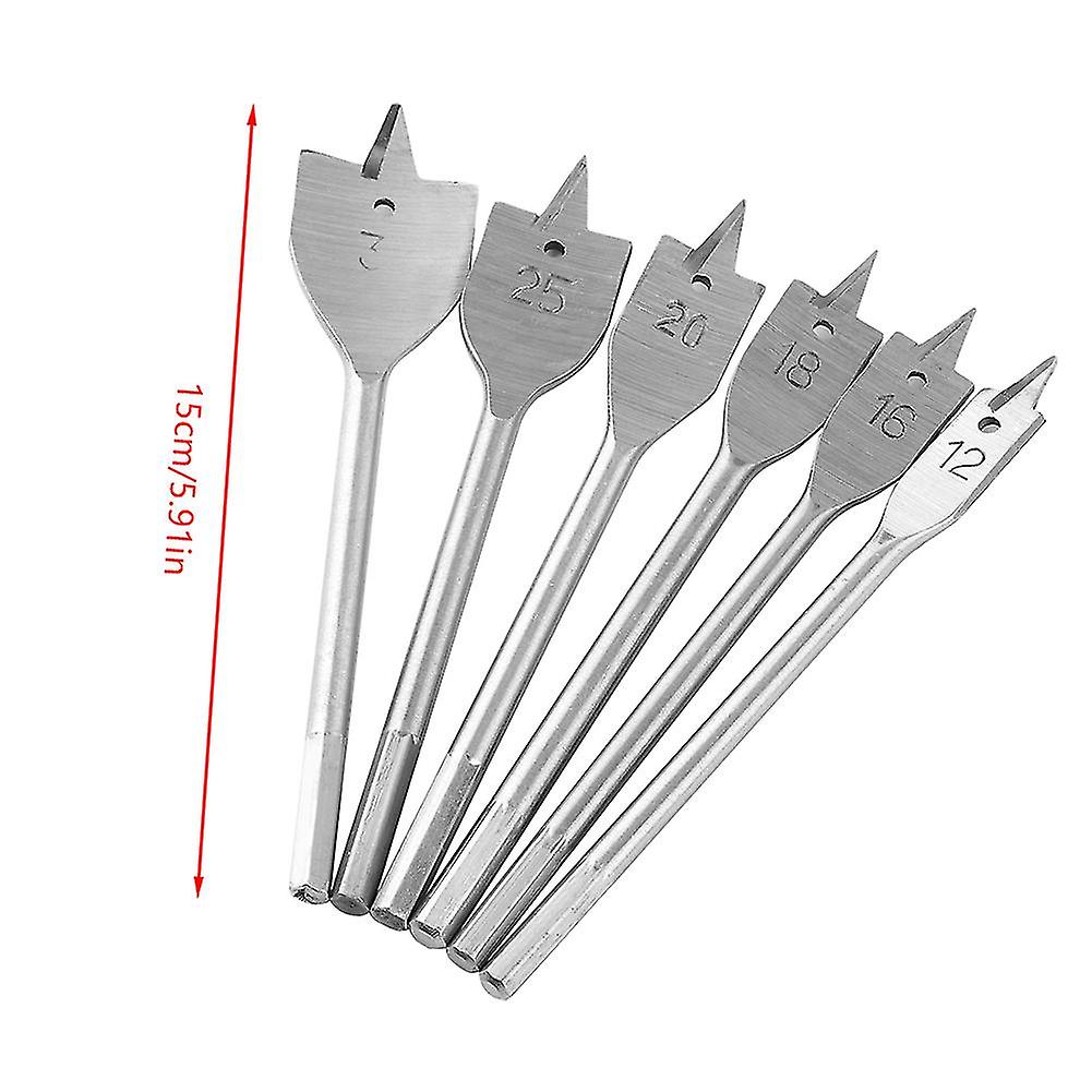 6Pcs 12/16/18/20/25/35mm Flat Hole Saw Drill Bits Set Woodworking DIY Tool