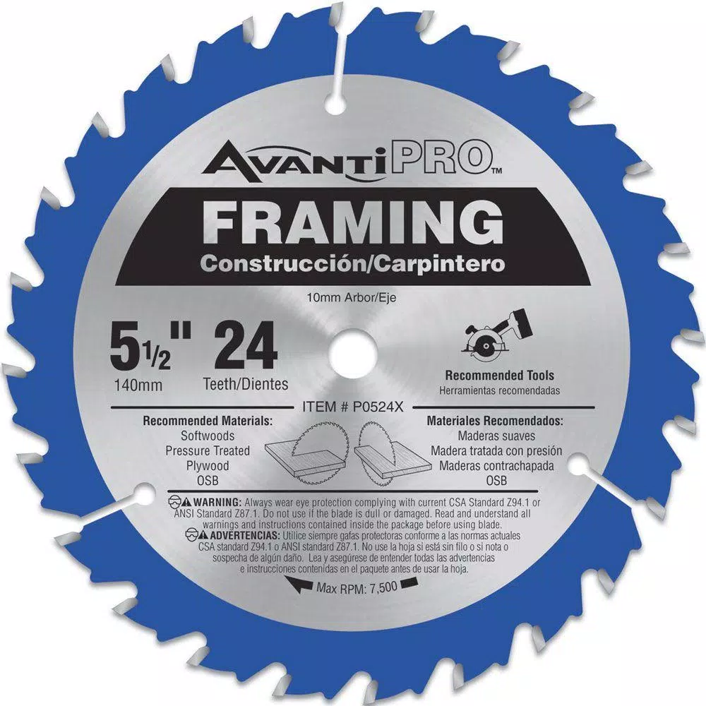 Avanti Pro 5-1/2 in. x 24-Teeth Framing Saw Blade and#8211; XDC Depot