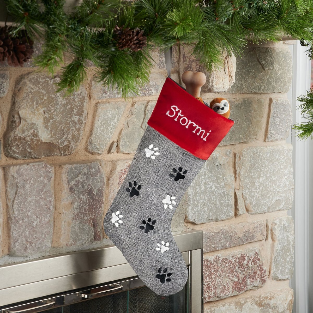 Frisco Paw Print Personalized Dog and Cat Stocking