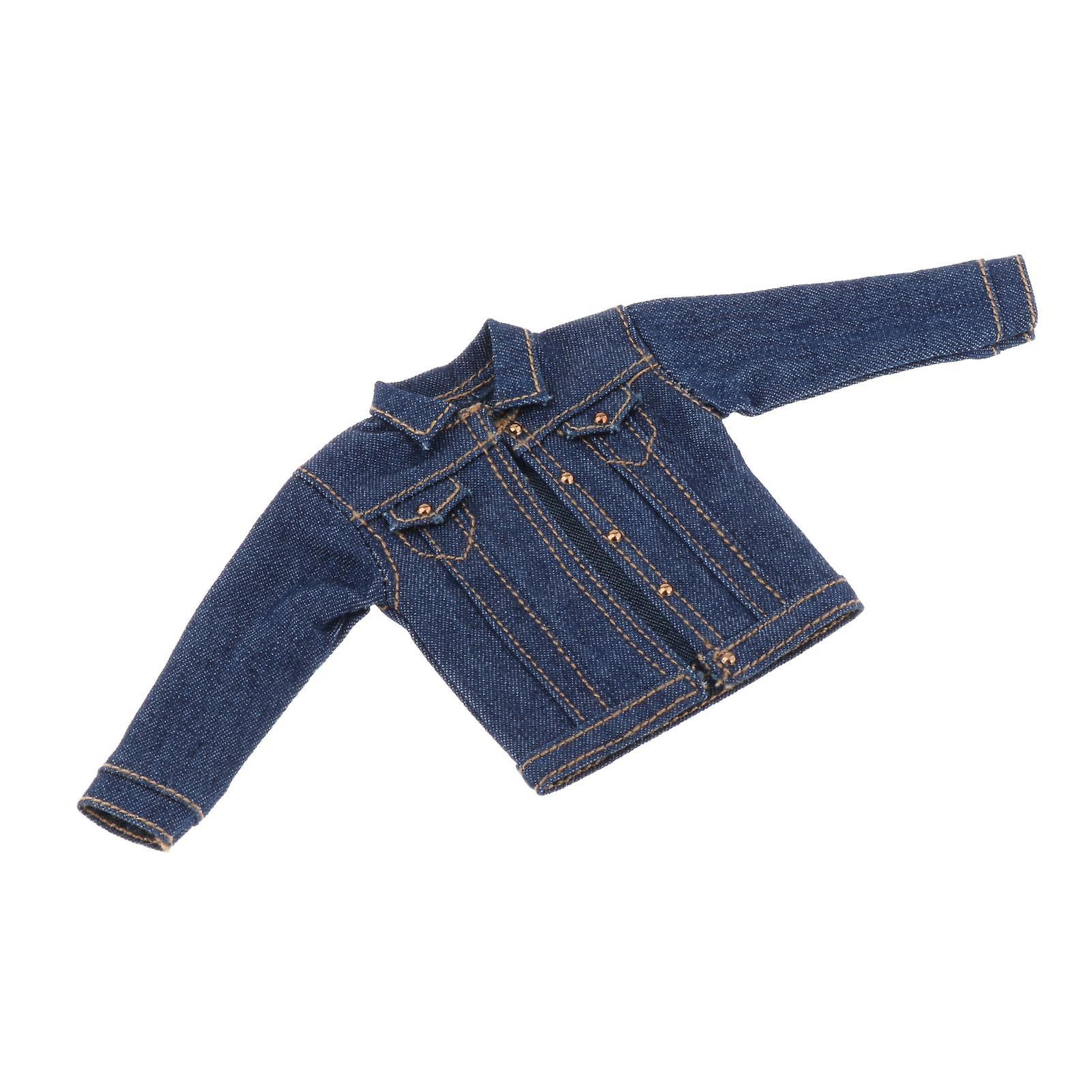 1/12 Male Denim Jacket Handmade Doll Clothes For 6in Action Figures Dress Up