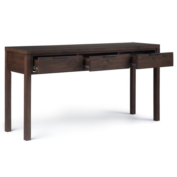 WYNDENHALL Fabian SOLID WOOD 60 inch Wide Contemporary Wide Console Table in Warm Walnut Brown - 60