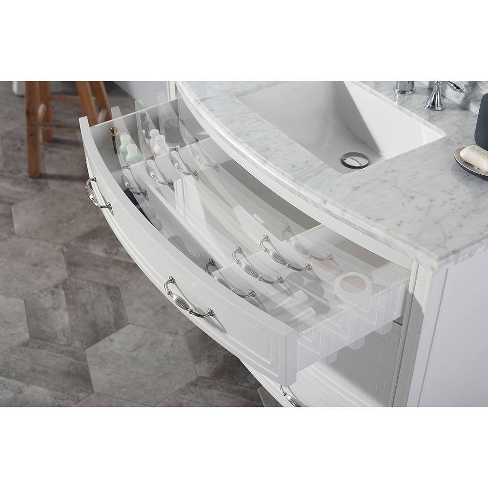 Home Decorators Collection Dacosti 42 in. W x 22 in. D x 34.5 in. H Single Sink Bath Vanity in White with White Carrara Marble Top Dacosti 42