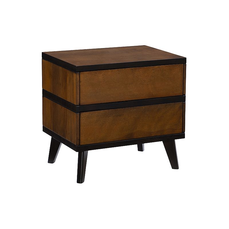 Linon Mid-Century Modern 2-Drawer Nightstand