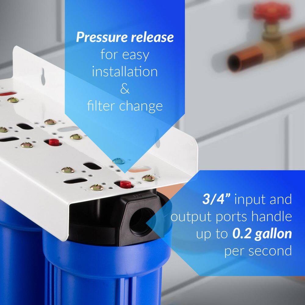 ISPRING 3-Stage Whole House Water Filtration System w 20 in. x 2.5 in. Oversized Fine Sediment and Carbon Block Filters WCB32-O