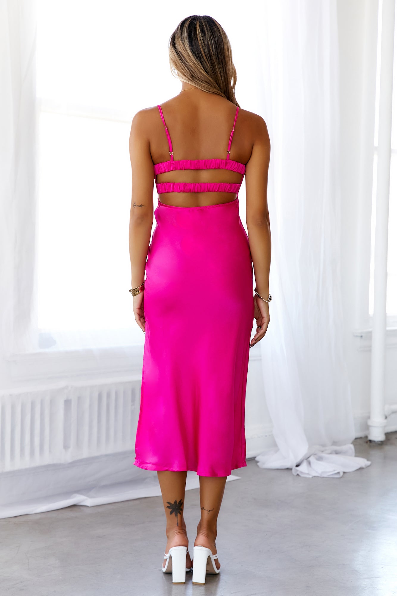 Not Your World Midi Dress Hot Pink