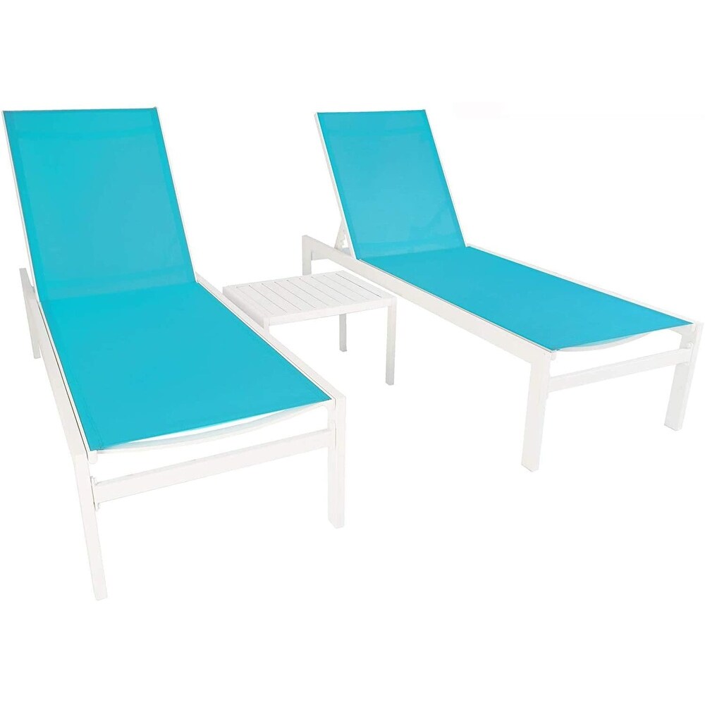 Kozyard Modern Full Flat Aluminum Patio Reclining Adjustable Chaise Lounge with Sunbathing Textilence for  Weather