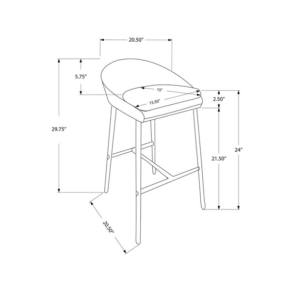 Barstool - 2Pcs / Chrome Base / Counter Height