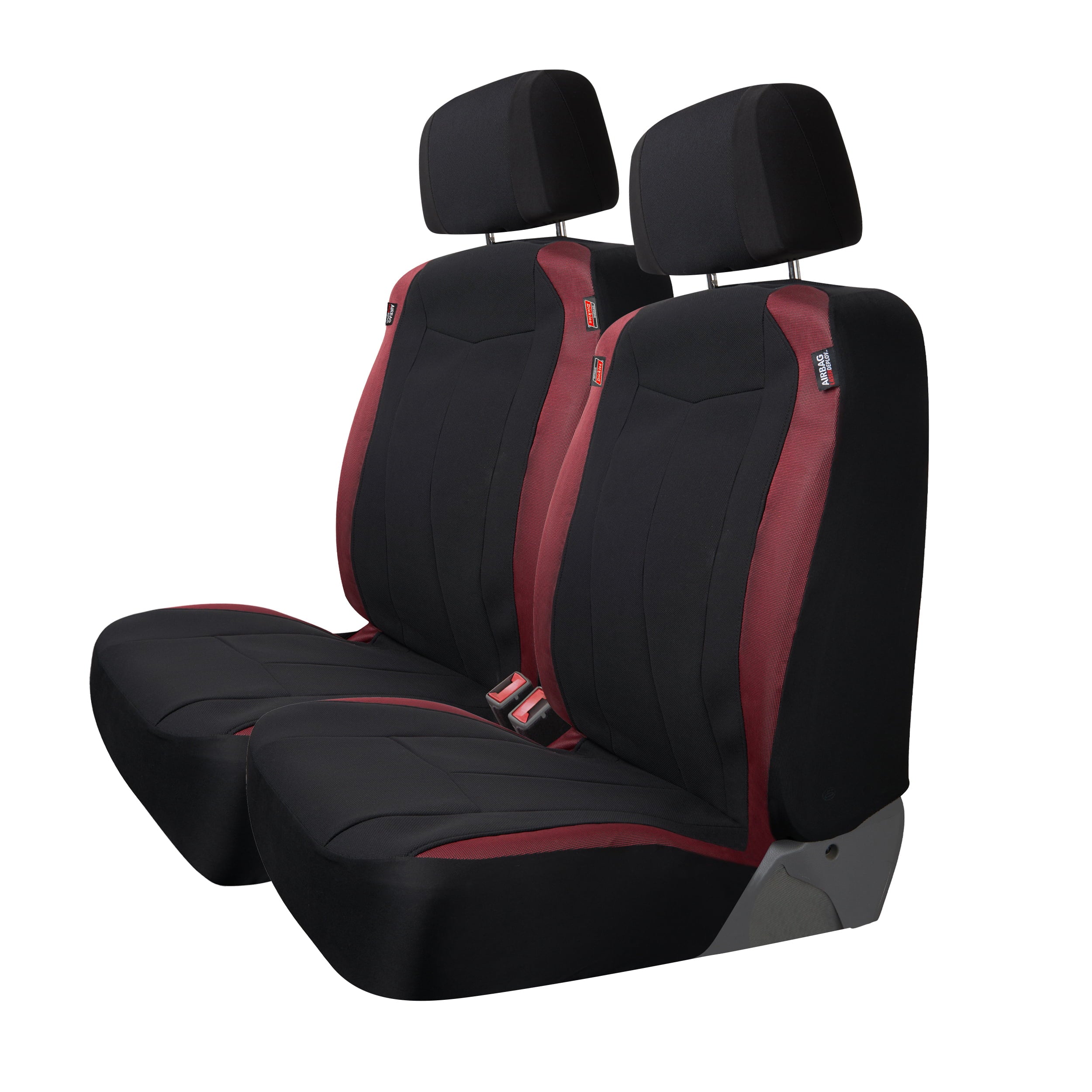 Genuine Dickies 2 Piece Durasport Black/Red Truck Seat Covers， 43635WDC