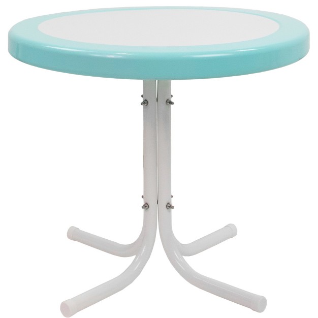 Outdoor Retro Tulip Side Table Blue And White