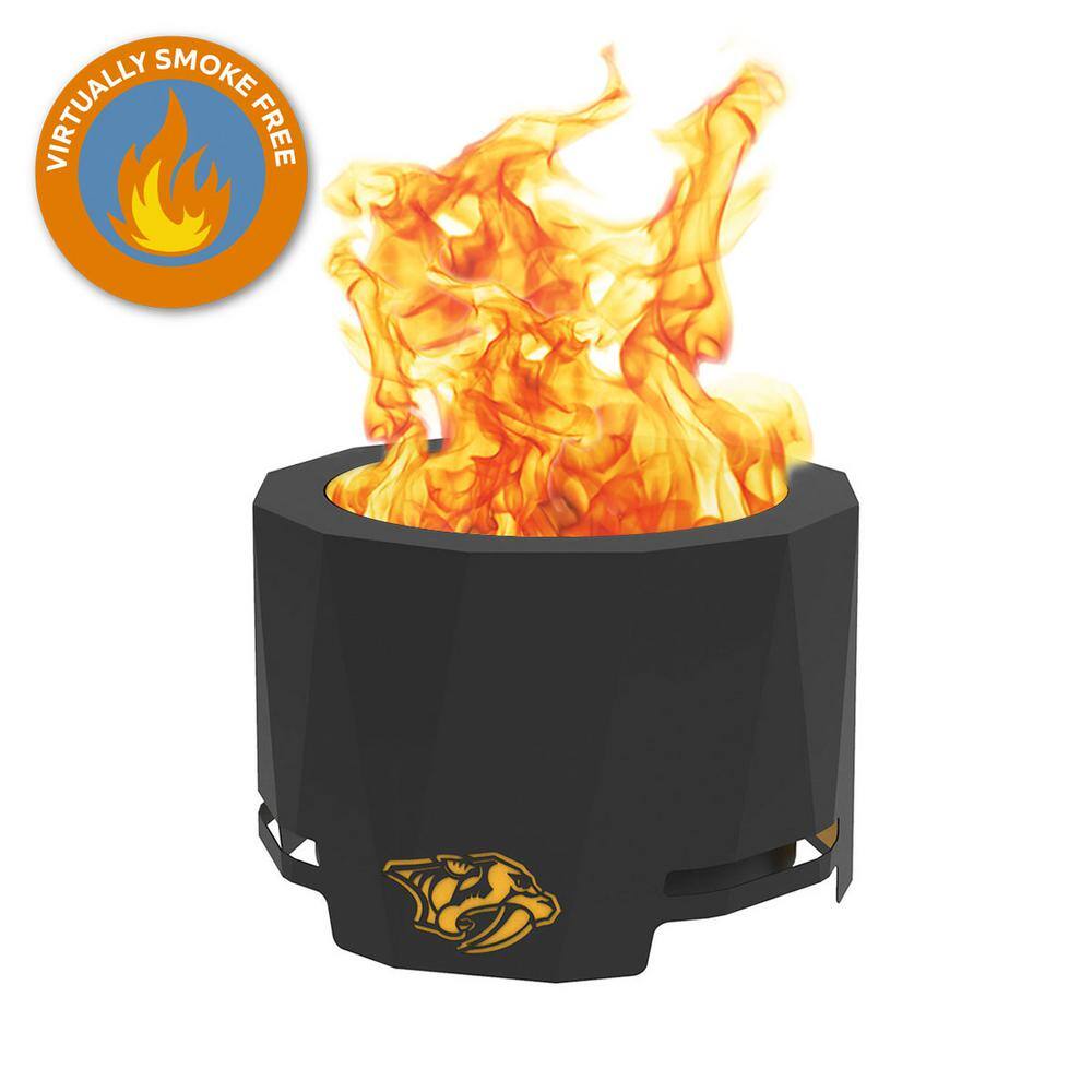 BLUE SKY OUTDOOR LIVING The Peak NHL 24 in. x 16 in. Round Steel Wood Patio Fire Pit - Nashville Predators PFP2416-NP