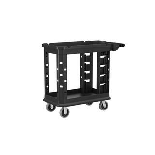 Suncast Commercial Standard Duty 19.5 in. 2-Shelf Utility Cart in Black PUCSD1937