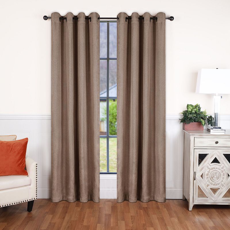 SUPERIOR Faux Linen Insulated Thermal Blackout Set of 2 Window Curtain Panels