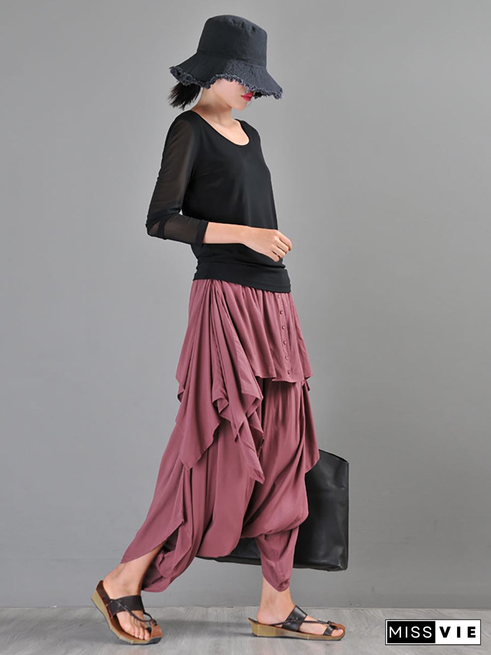 Women Summer Cotton Irregular Harem pants