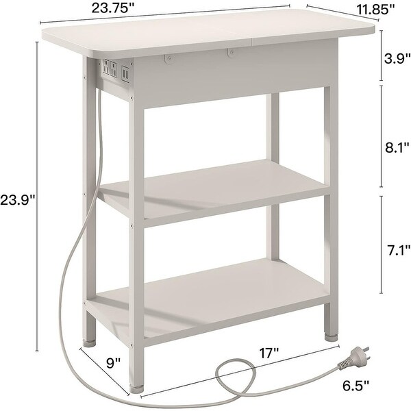 Set of 2 Flip Top Narrow Side Table，Nightstands，End Tables White