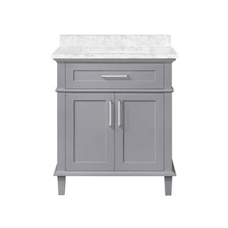 Home Decorators Collection Sonoma 30 in. W x 22 in. D x 34 in. H Bath Vanity in Pebble Gray with White Carrara Marble Top Sonoma 30PG