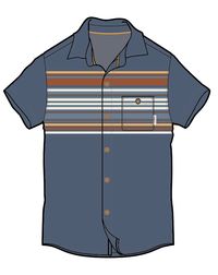 Ebb Organic Cotton Short Sleeve Shirt - Ensign Blue Stripe