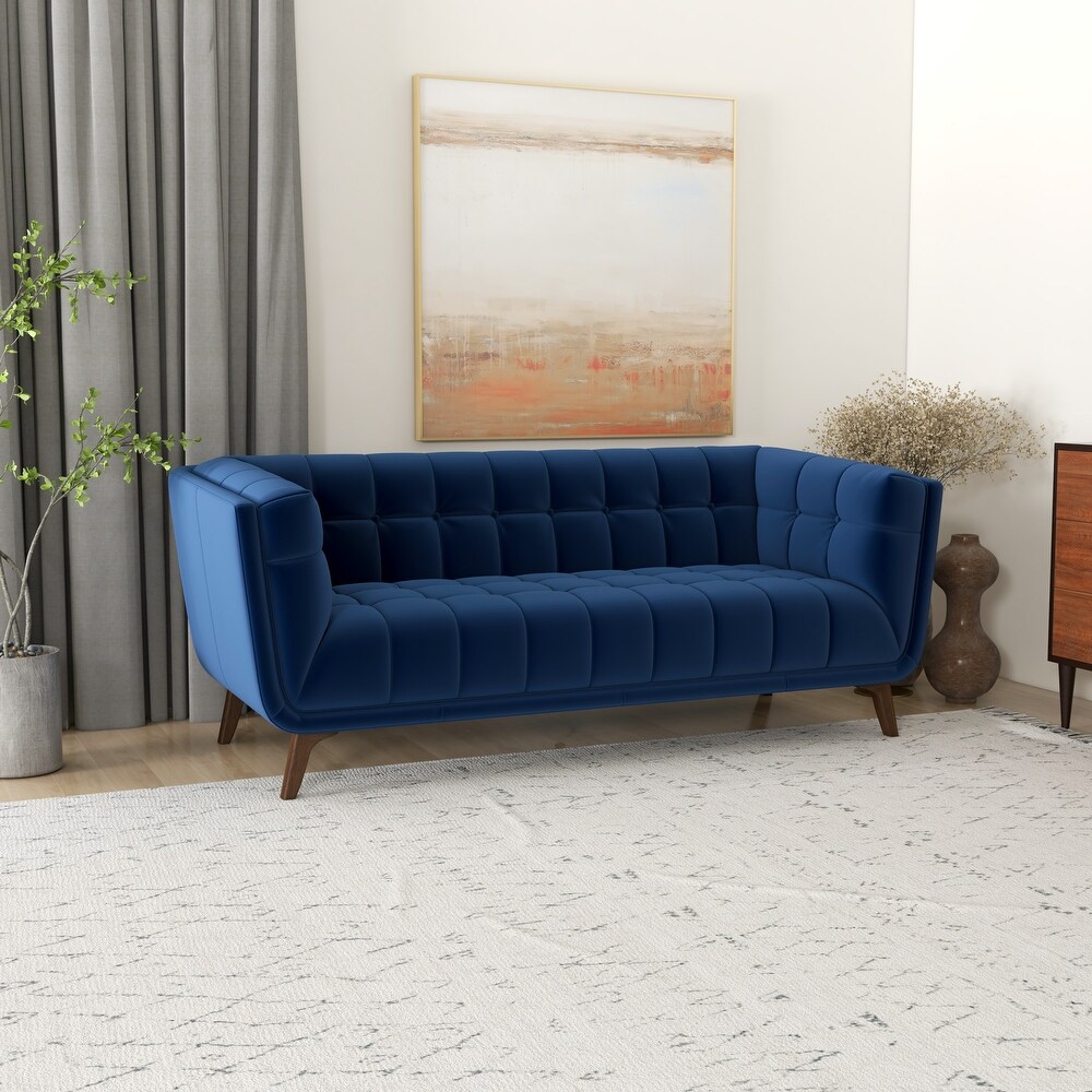 Kameron Mid Century Modern Style Channel Tufted Sofa Couch for Living Room