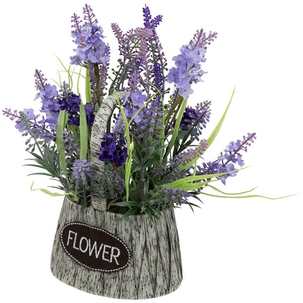 Lavender Bouquet in Flower Spring Basket with Handle