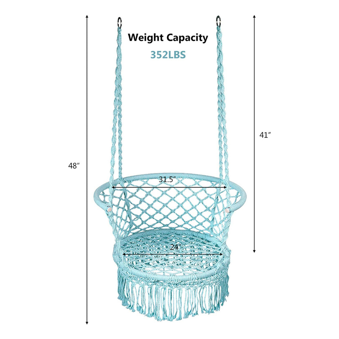 Hanging Hammock Chair, Macrame Hanging Chair 330 Pounds Capacity