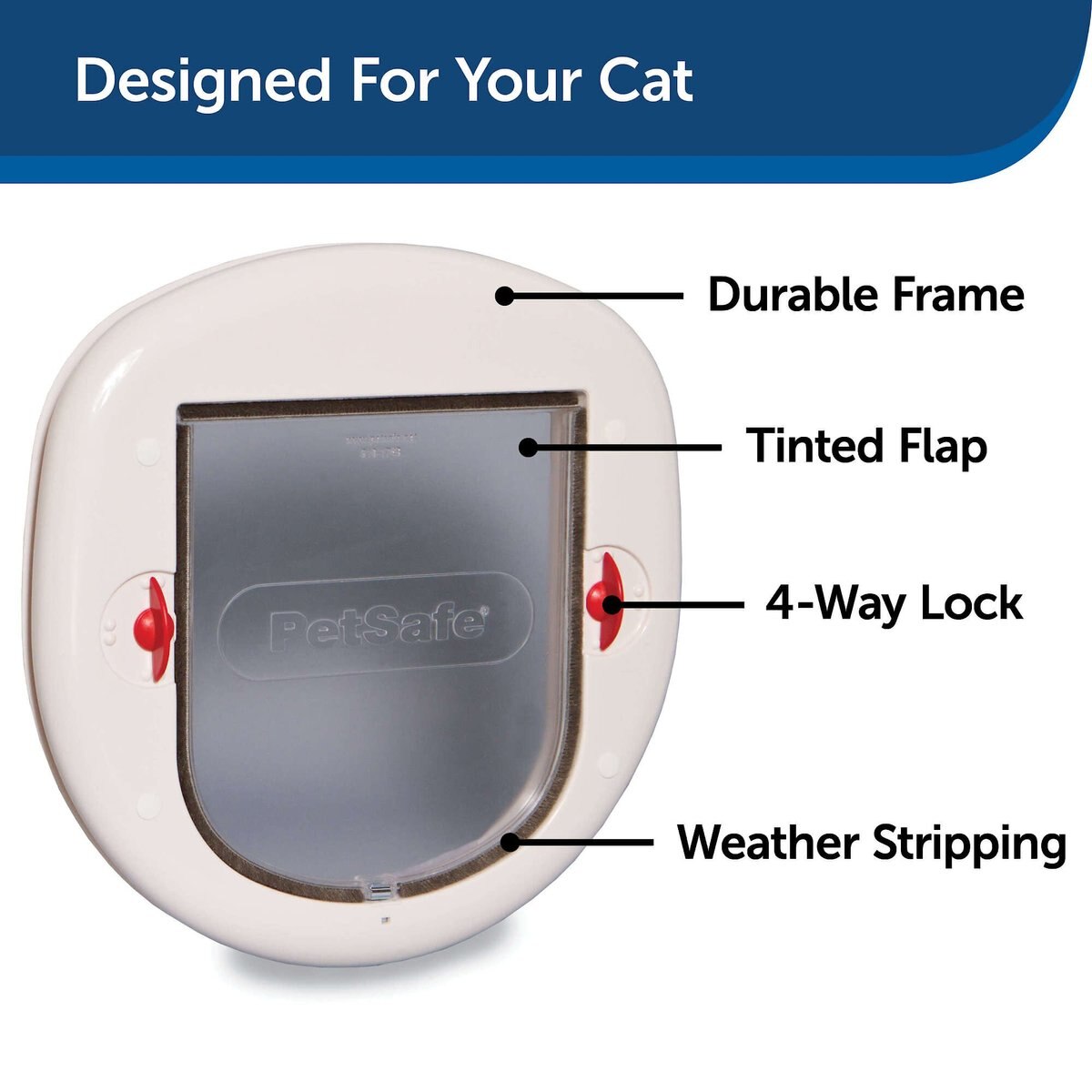 PetSafe 4-Way Locking Cat Door， Up to 25-lbs