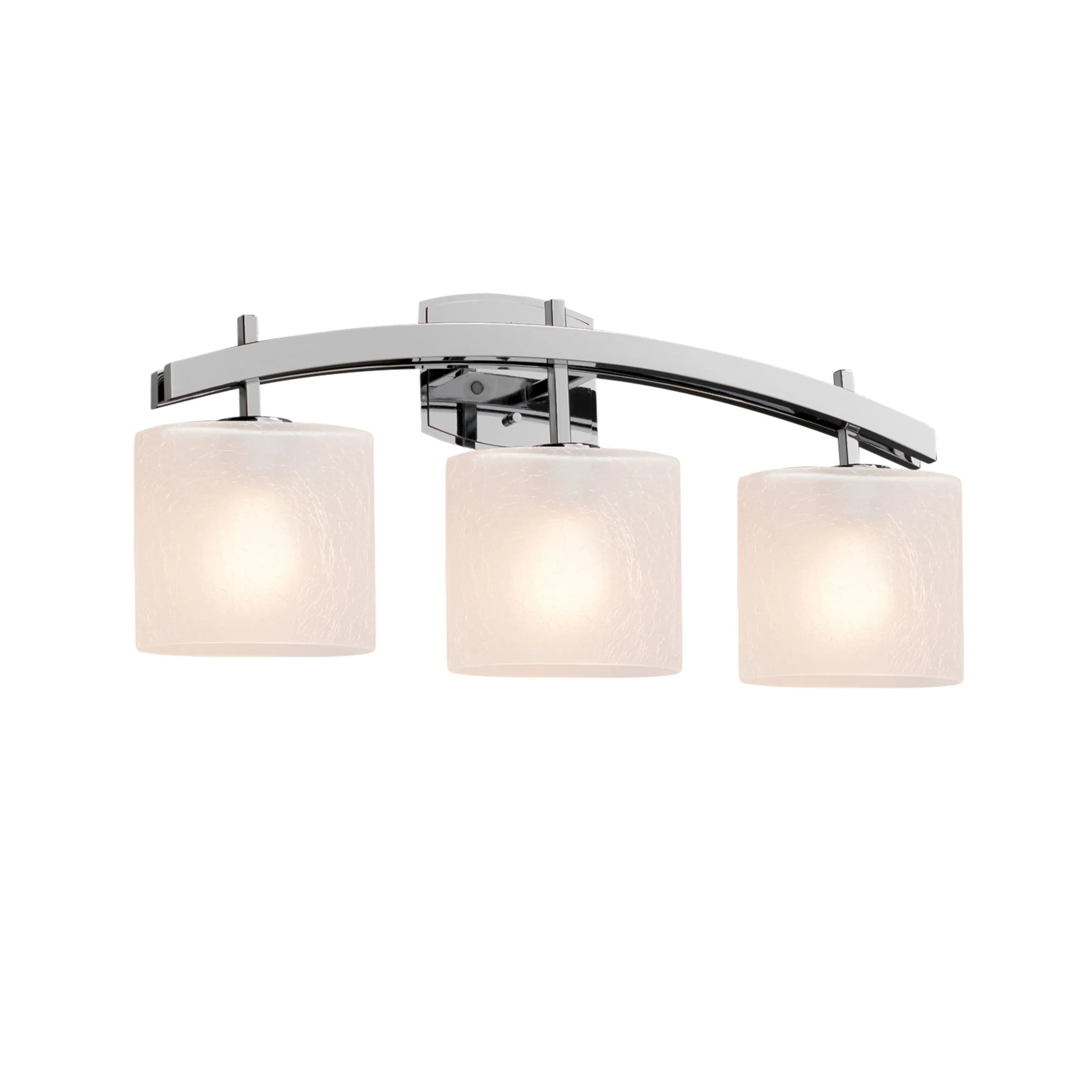 Justice Design Fusion Archway 3-light Polished Chrome Bath Bar, Frosted Crackle Oval Shade