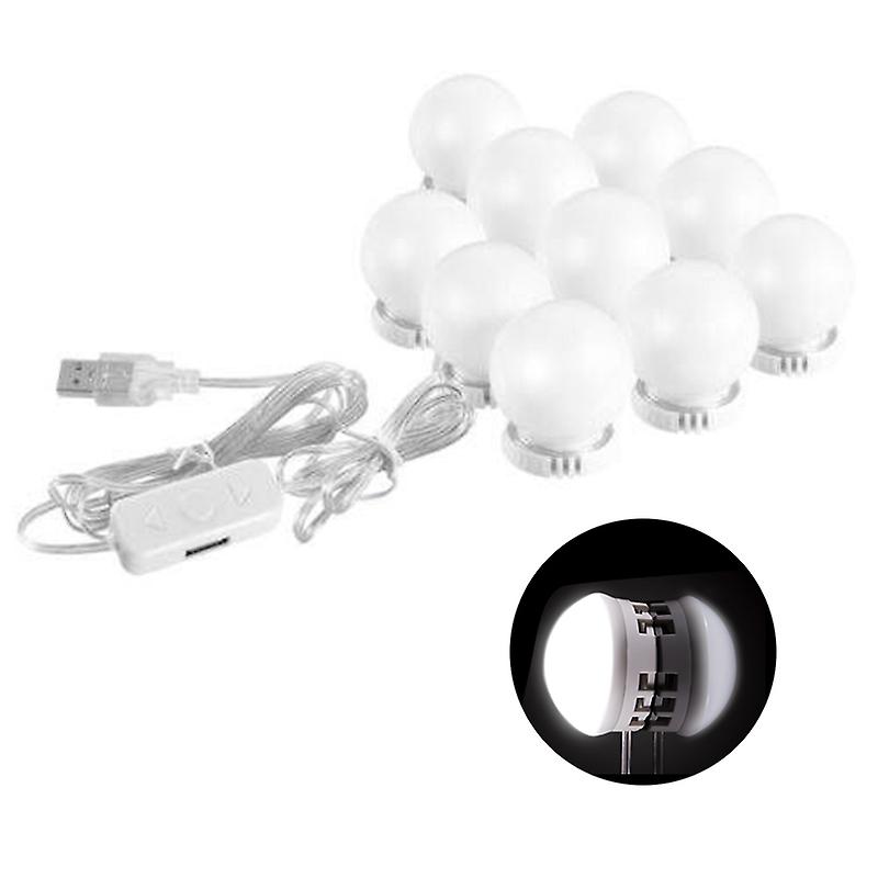 10 Led Dimmable Mirror Light Usb Power Supply 7000k Light Bulb String For Makeup Dressing Table