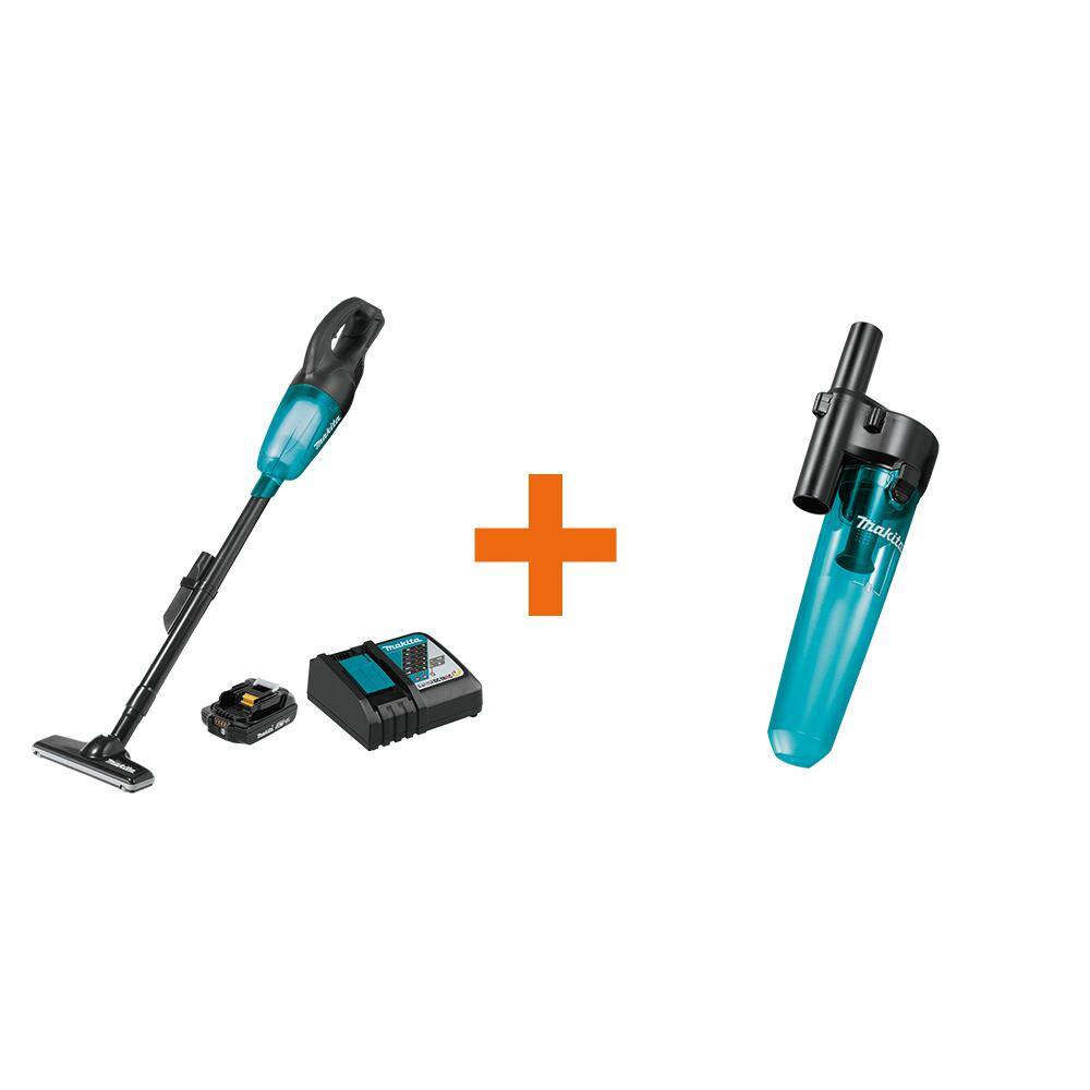 Makita 18V LXT Lithium-Ion Compact Cordless Vacuum Kit 2.0Ah with Black Cyclonic Vacuum Attachment XLC02R1B1995535