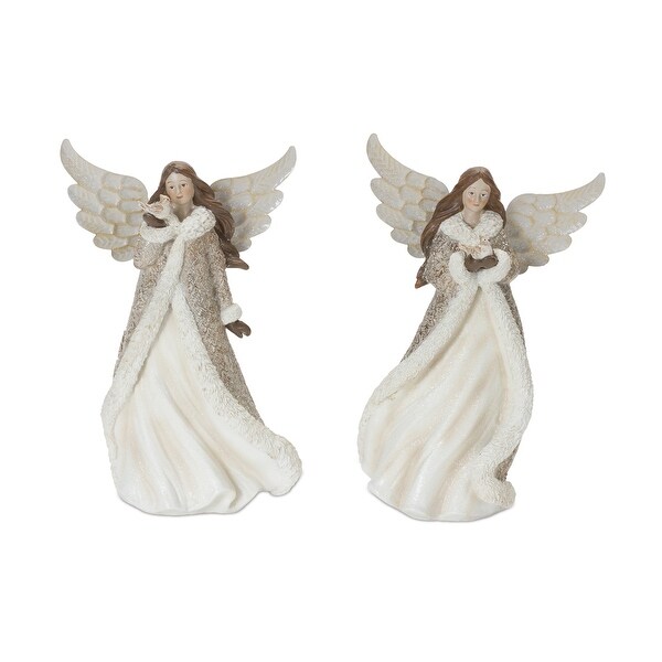 2 Ivory and Gold Winter Angel Bird Christmas Tabletop Figurines 13