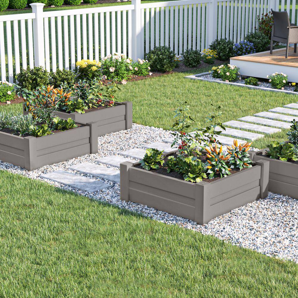 Barrette Outdoor Living 3 ft x 3 ft Gray Raised Garden Bed 73053441