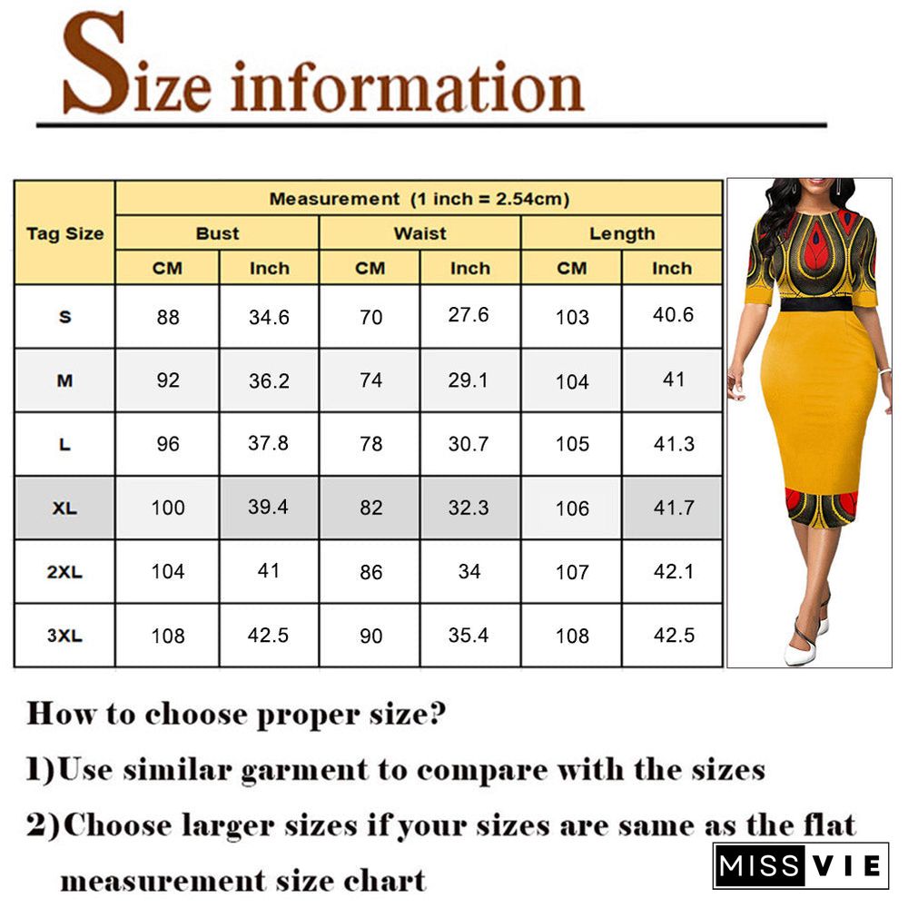 Ladies Fashion Half Sleeve Dress Women Elegant Round Collar Geometric Printing Splicing Temperament Maxi Dress For Ball Party