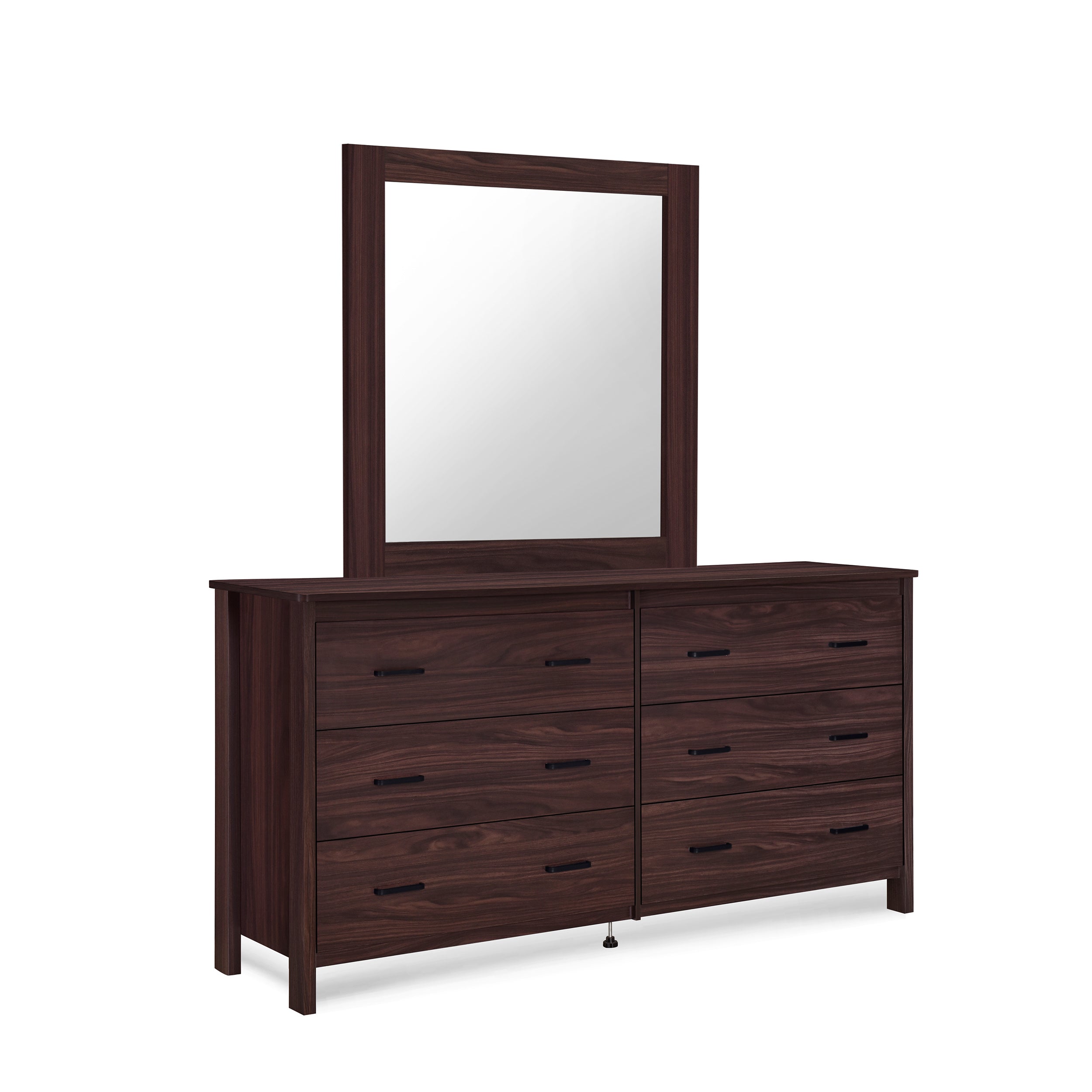 Titeca Contemporary 6 Drawer Vanity Dresser with Square Mirror