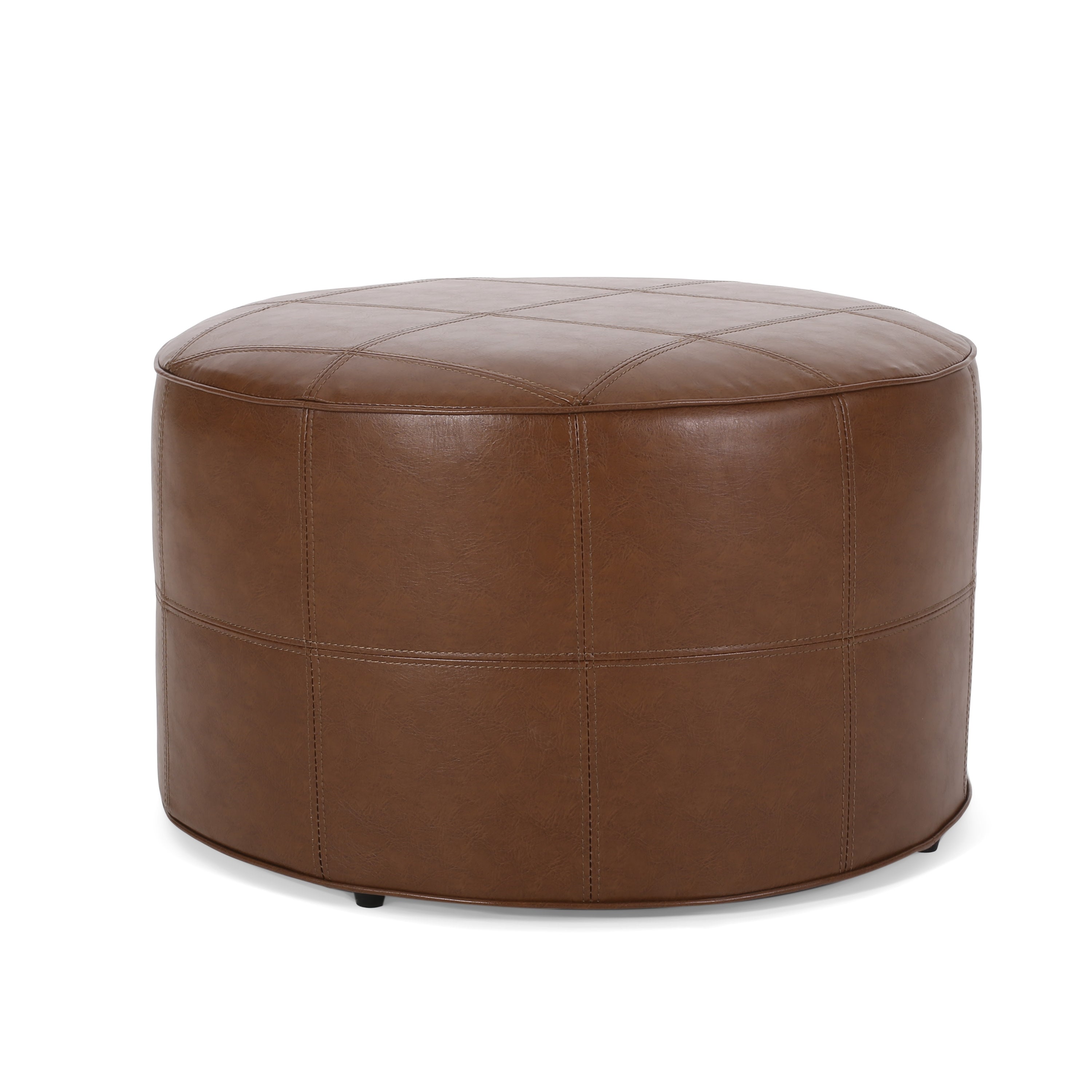 Dored Faux Leather Upholstered Ottoman