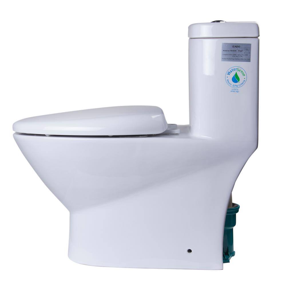 EAGO 1-Piece 1.11.6 GPF Dual Flush Elongated Toilet in White TB346