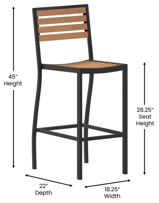 Faux Teak Patio Bar Stool   Transitional   Outdoor Bar Stools And Counter Stools   by PARMA HOME  Houzz