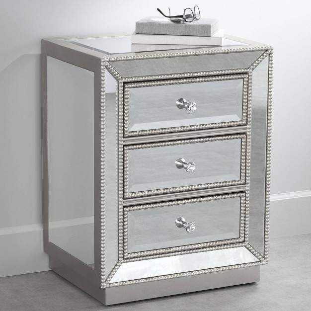 X 15 quot With 3 drawer Silver Beaded Trim For Living Room Bedroom Bedside House