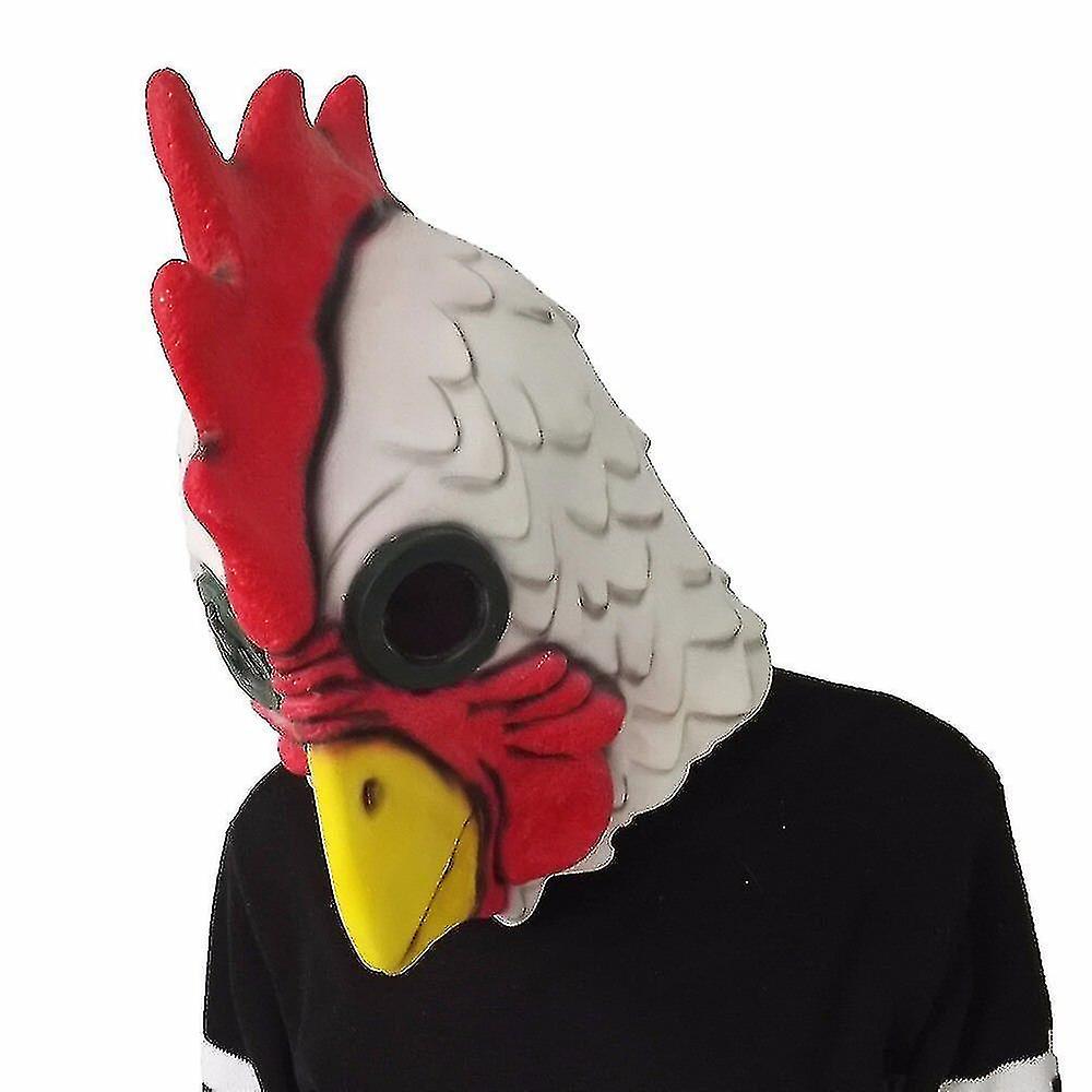 White Latex Rooster Adults Mad Chicken Cockerel Mask Halloween Scary Funny Masquerade   Mask Party M