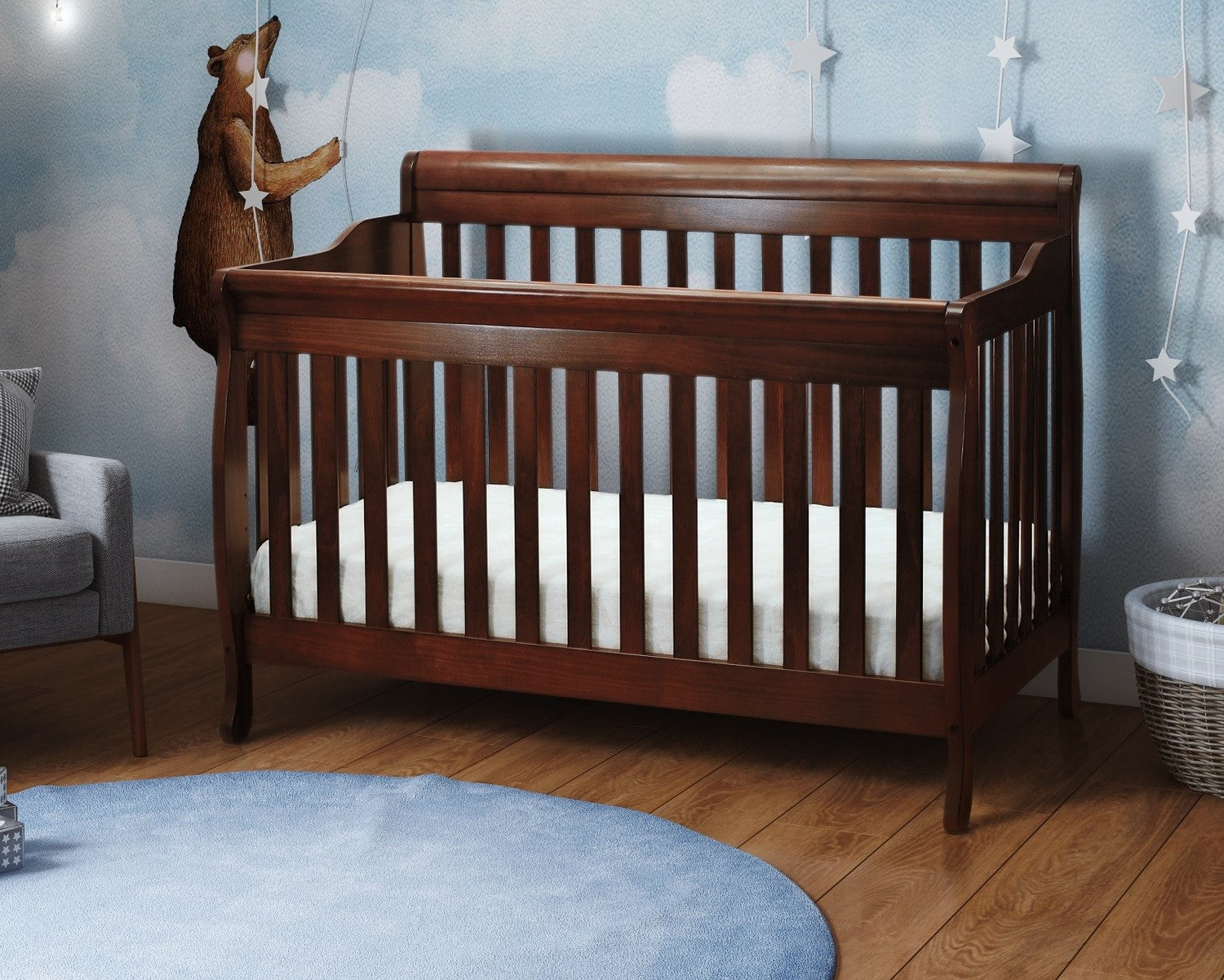 AFG Athena Alice 3 in 1 Convertible Crib with Toddler Rail - Espresso