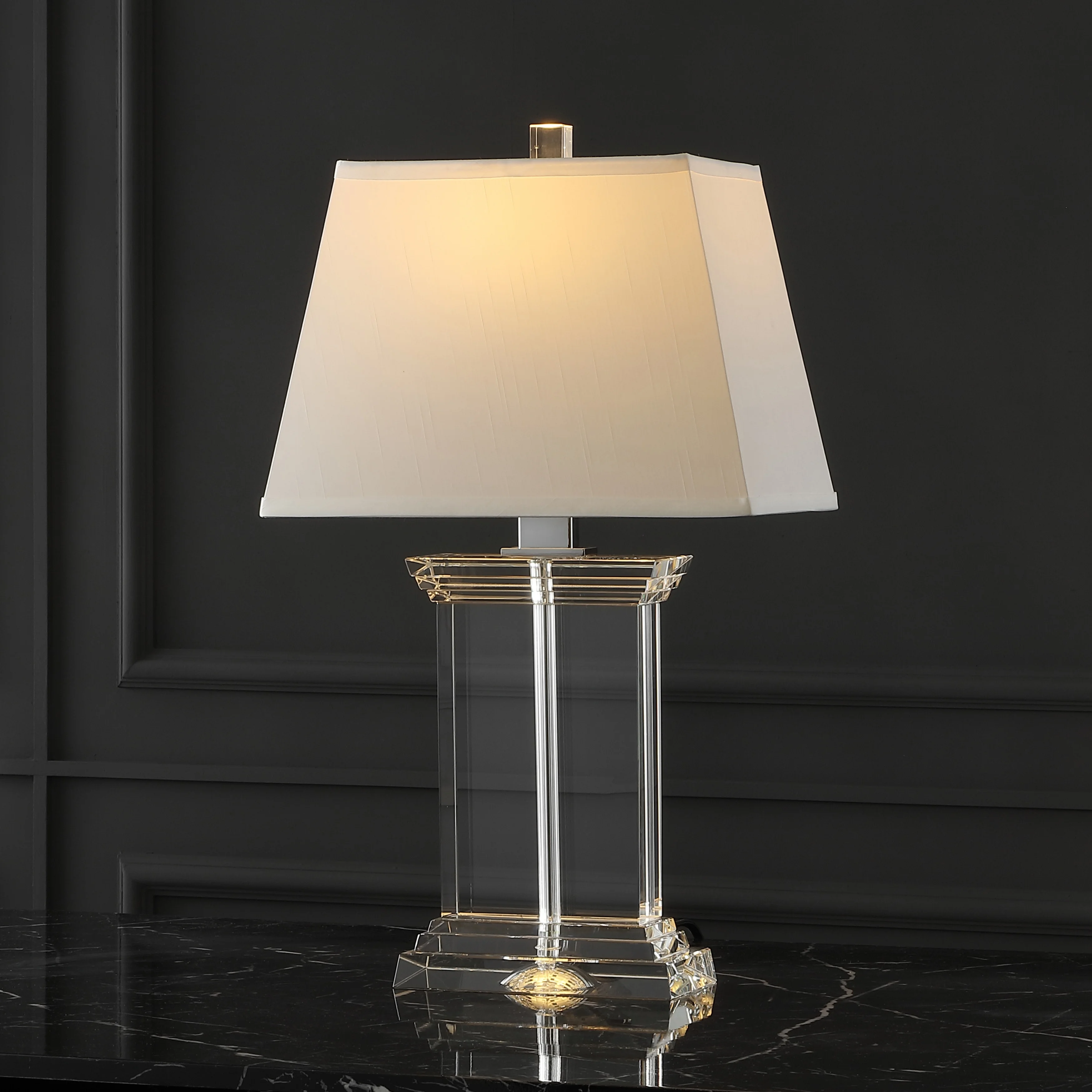 SAFAVIEH Couture Lighting 24-inch Schmidt Crystal Table Lamp - 14 IN W x 10 IN D x 24 IN H