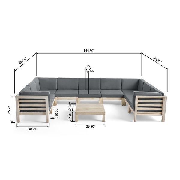 Oana Outdoor 9 Seater Acacia Wood Sectional Sofa Set by Christopher Knight Home