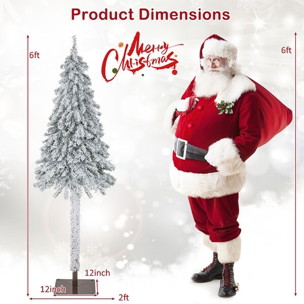 Gymax 6 FT PreLit Artificial Christmas Tree SnowFlocked Christmas