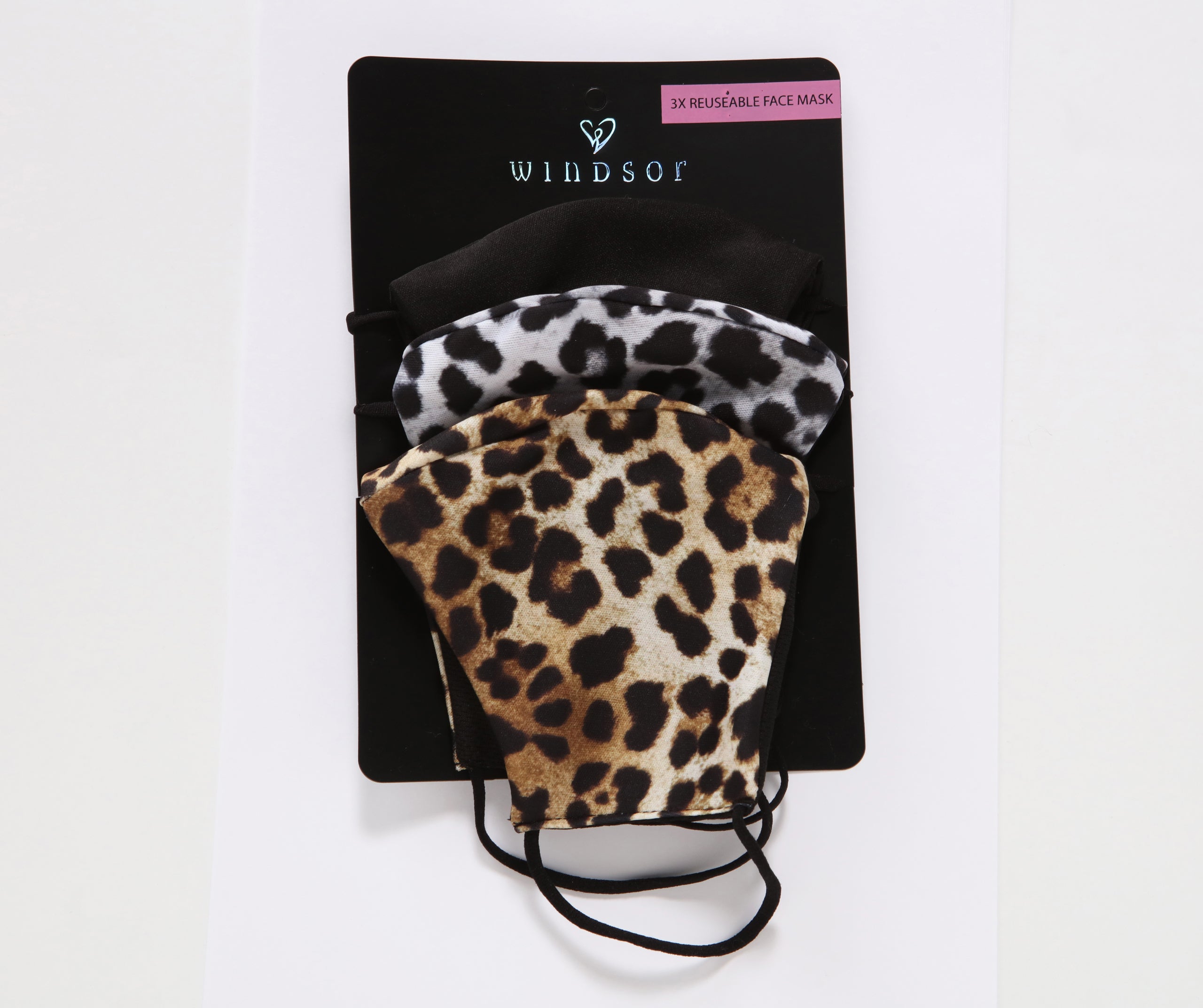 Three Pack Leopard Print Face Mask