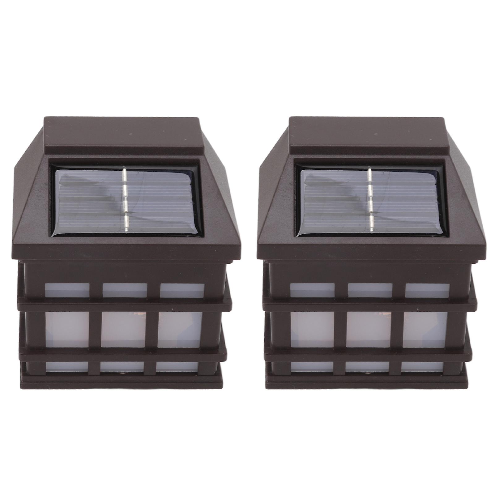 2 PCS LED Solar Wall Light Outdoor Rainproof Pane Lamp Decorative Wall Lamp for Courtyard Garden Villa White Light