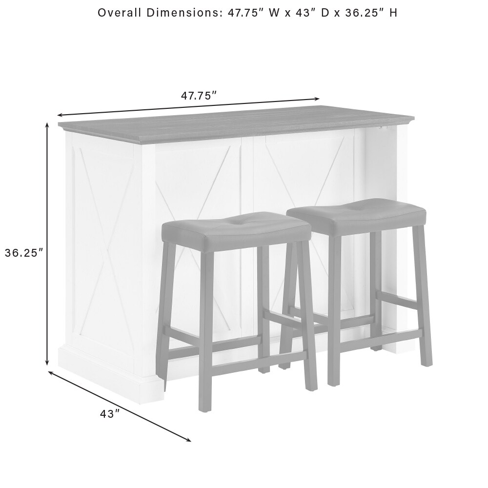 Crosley Clifton Kitchen Island W/Uph Saddle Stools   43\